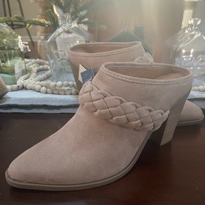 Taupe Mule Heels - Taupe. Very fashionable! Slip on.